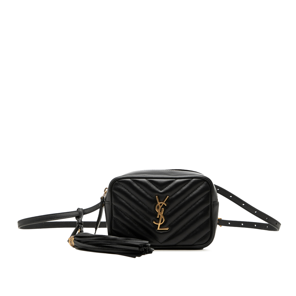 Pre-Loved Saint Laurent Chevron Calfskin Monogram Tassel Lou Belt Bag